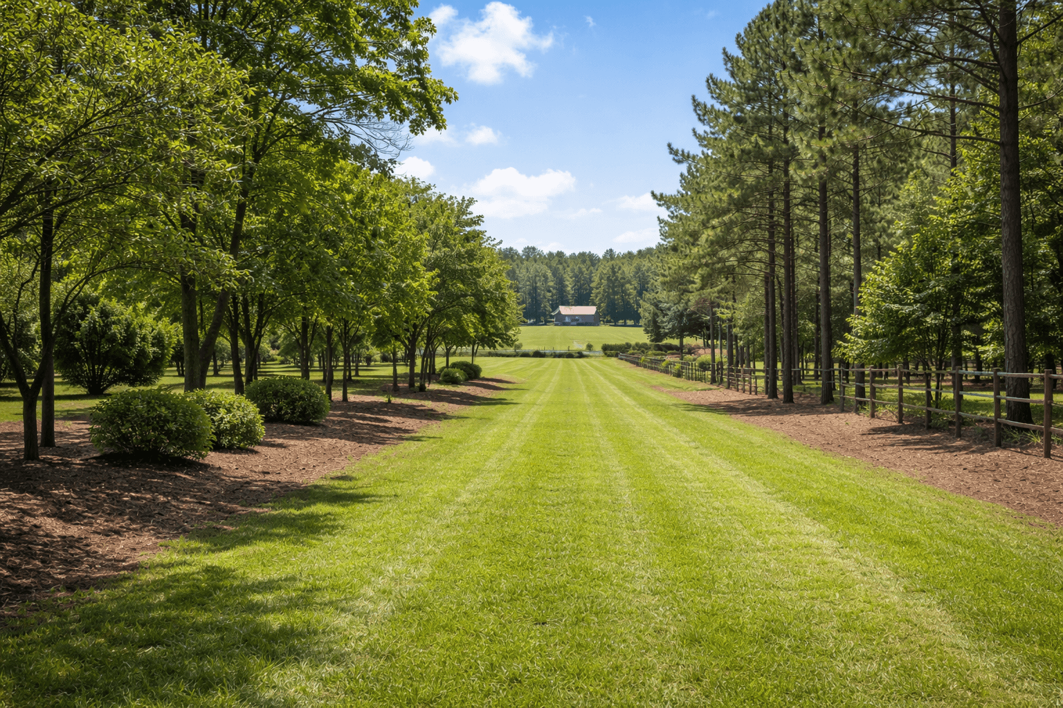 Managed land with controlled vegetation creating safe and productive spaces