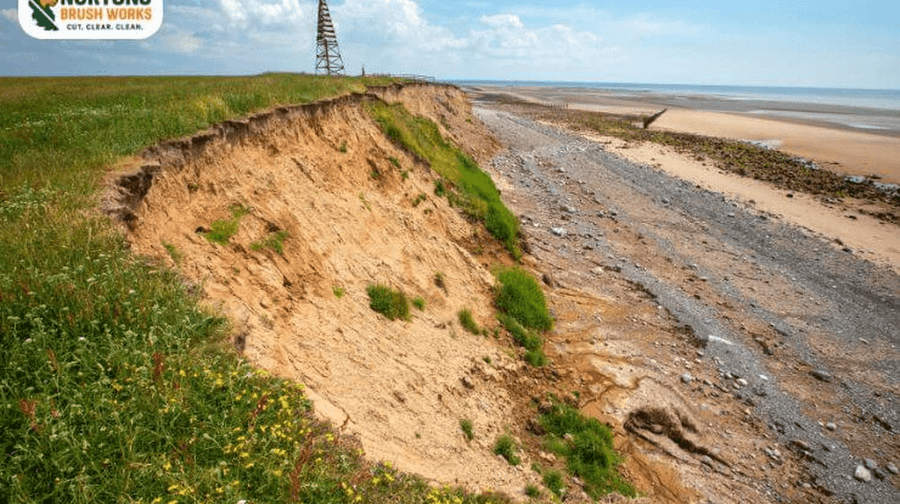Track equipment terracing steep hillside and preparing soil for erosion control blankets