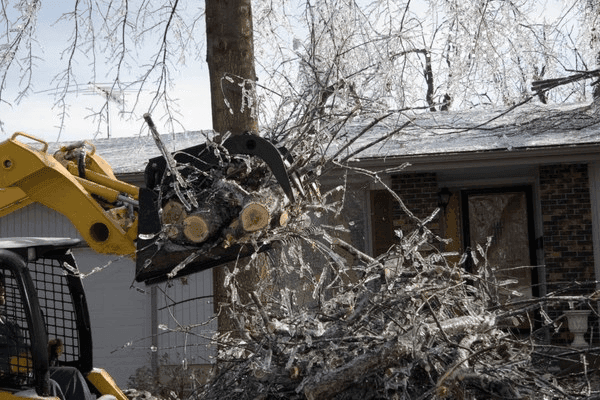 Clean cleared yard restored following severe tornado and straight-line wind damage